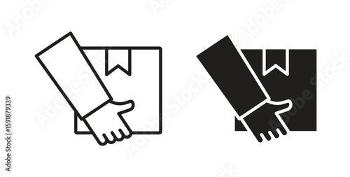 Hand holding box icon for websites and mobile minimalistic flat design.