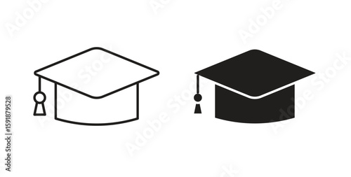 Graduation cap icon for websites and mobile minimalistic flat design.