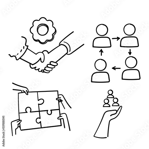 teamwork together icon related in doodle daring hand