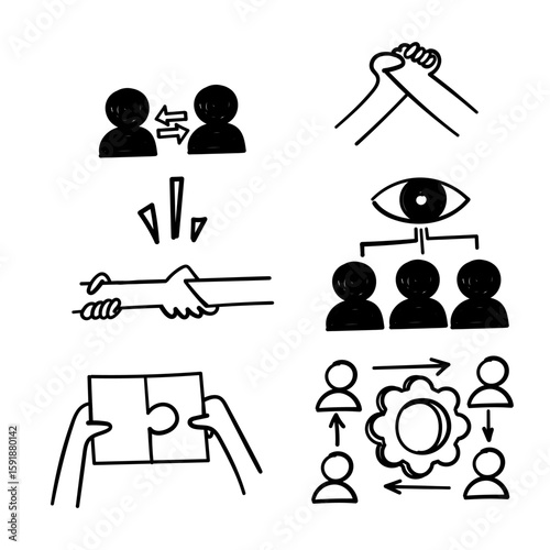 teamwork together icon related in doodle daring hand