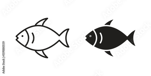 Fish icon for websites and mobile minimalistic flat design.