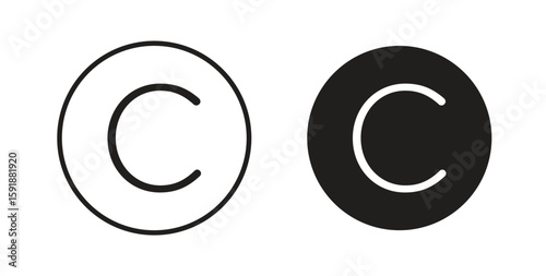 Copyright icon for websites and mobile minimalistic flat design.