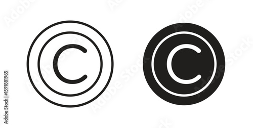 Copyright icon for websites and mobile minimalistic flat design.