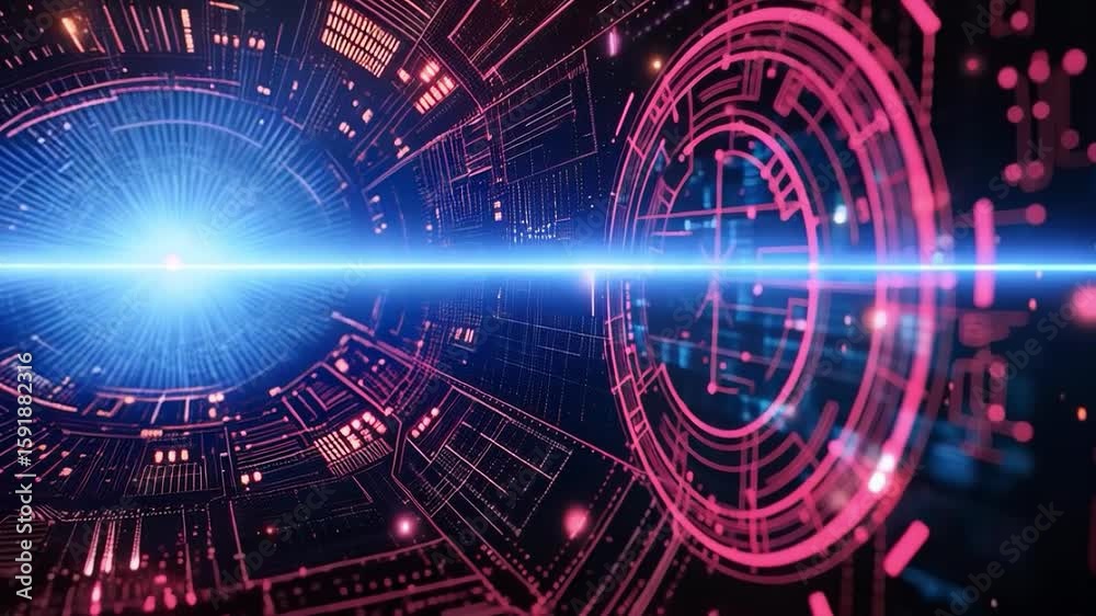 Futuristic interface with holographic elements. Useful for presentations of future technologies, science fiction and innovations.
