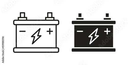 Car battery icon for websites and mobile minimalistic flat design.