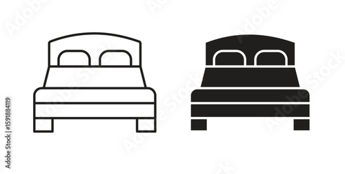 Bed icon for websites and mobile minimalistic flat design.