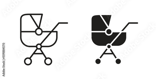Baby carriage icon for websites and mobile minimalistic flat design.