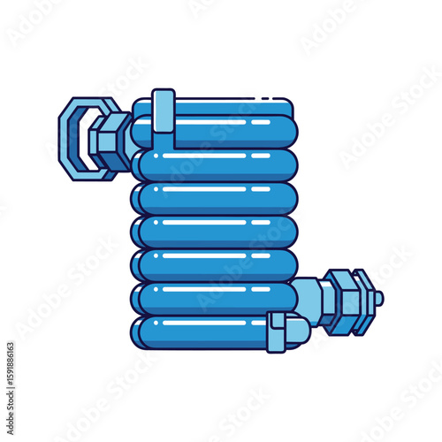 Flexible blue corrugated hose for industrial plumbing and fluid transfer applications with secure connectors