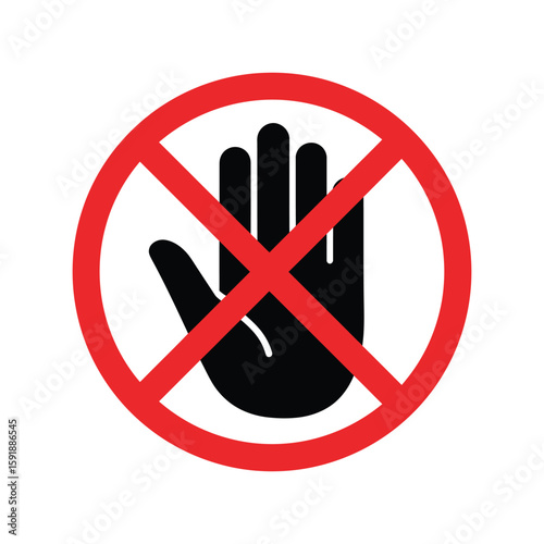 No Entry Hand Stop Sign Icon Vector, Prohibited Restricted Access Symbol