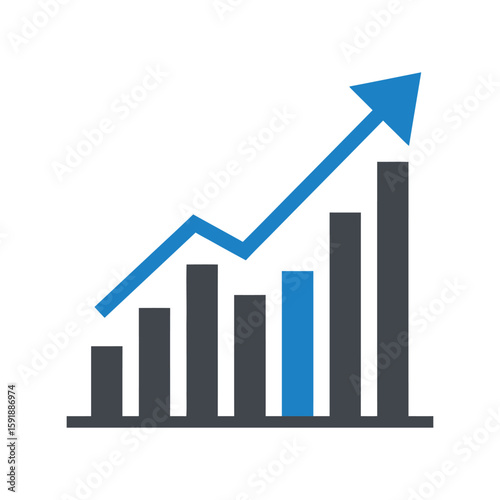 Free Download Business Growth Bar Chart with Upward Arrow, Financial Success and Progress Icon - GFXLoad