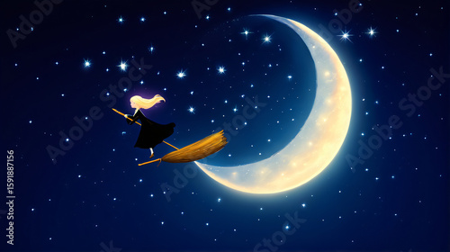 the scene presents a dark blue, nighttime setting filled with numerous