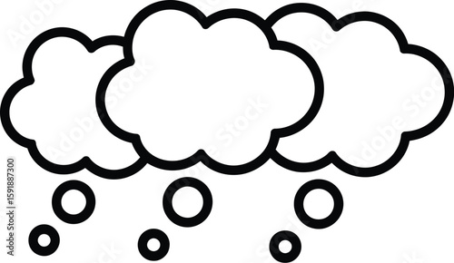 Simple Line Art Illustration of Clouds and Snow