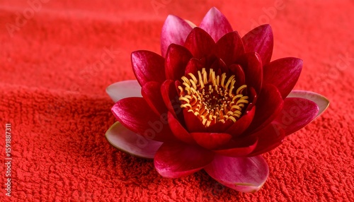 Wallpaper Mural Deep red lotus on crimson cloth Torontodigital.ca