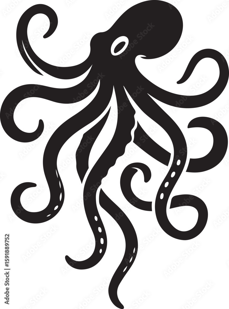 Obraz premium Octopus line art minimalist design concept, Vector octopus drawing for branding