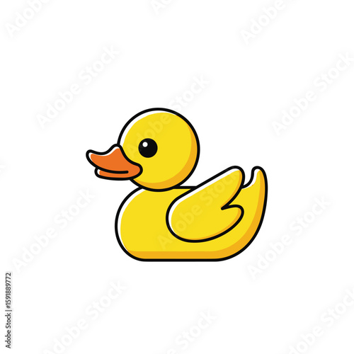 Adorably cute yellow rubber duck cartoon character illustrative design element for playful fun and bath time adventures