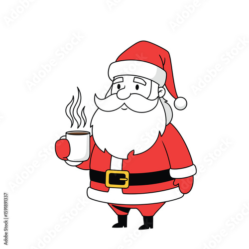 Santa claus enjoying a warm cup of coffee on a cold winter morning spreading holiday cheer and festive spirit