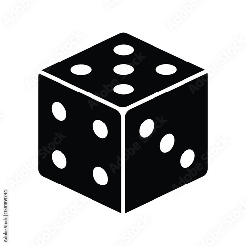 Black Dice Icon: Gambling, Game and Chance Vector Symbol