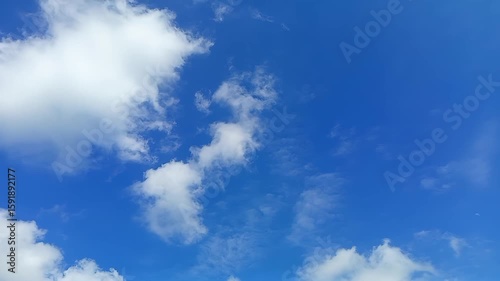 blue sky with clouds, Timelapse of cumulus clouds moves in the blue sky, Time-lapse 