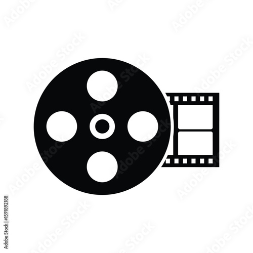 Film Reel and Strip Icon: Movie and Cinema Production Vector