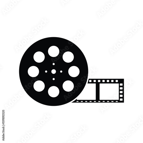 Film Reel and Strip Icon: Movie and Cinema Production Vector