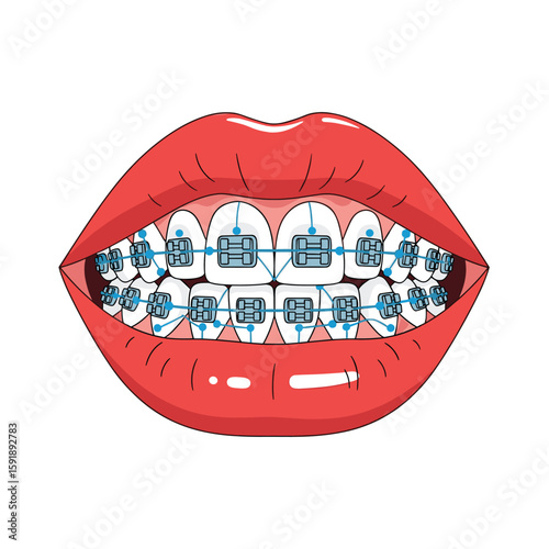 Orthodontic treatment using modern dental braces for teeth alignment and smile correction