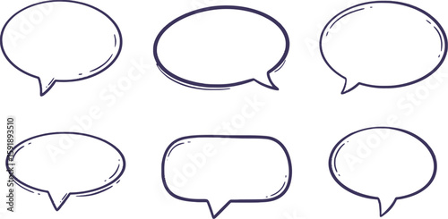 Vector art of handdrawn speech bubbles isolated on transparent background, perfect for adding a personal touch to your designs