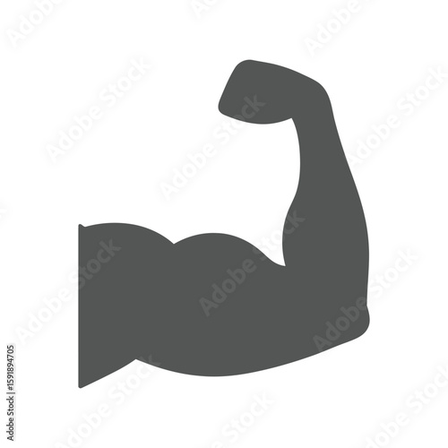 Strong Bicep Muscle Arm Icon Vector, Power Strength Fitness Training Graphic