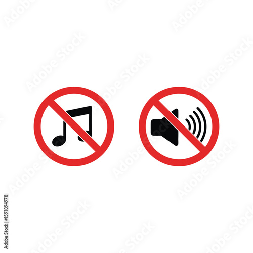 Restricted Music and Volume Sign Icons, No Sound Warning Symbols Vector Free Download Restricted Music and Volume Sign Icons, No Sound Warning Symbols Vector - GFXLoad
