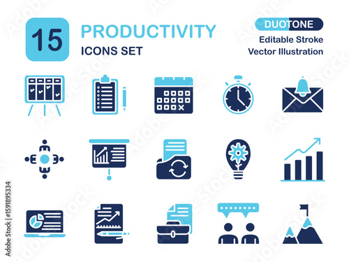 Modern Duotone Productivity Icon Set