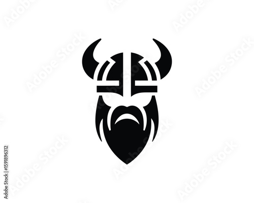 Bold Viking Warrior Symbol in Striking Black Vector Silhouette