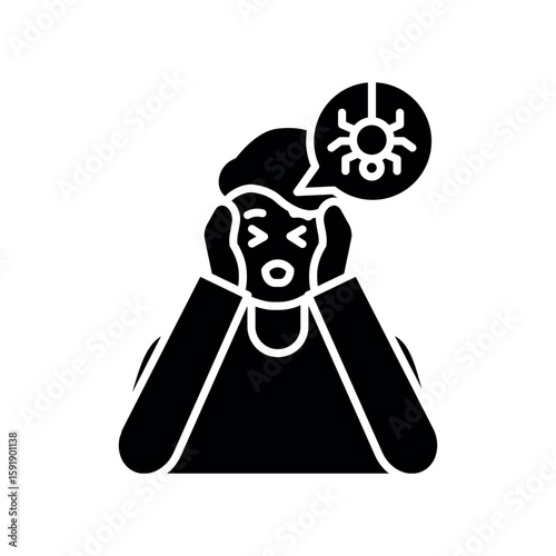 Fear emotion black flat icon for digital and print projects.