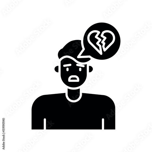 Disappointment emotion black flat icon for digital and print projects.