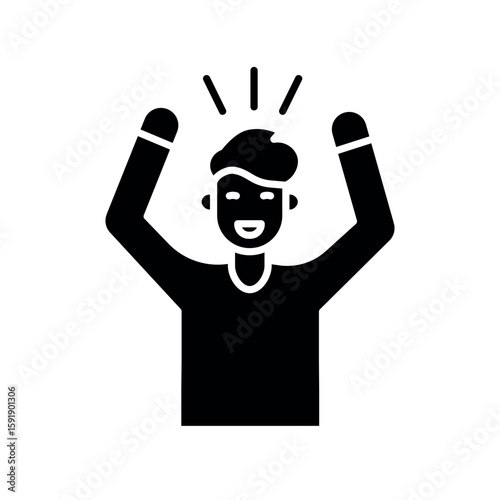 Joy emotion black flat icon for digital and print projects.