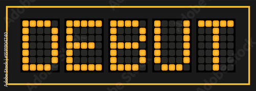 Orange color led banner in word debut on black background