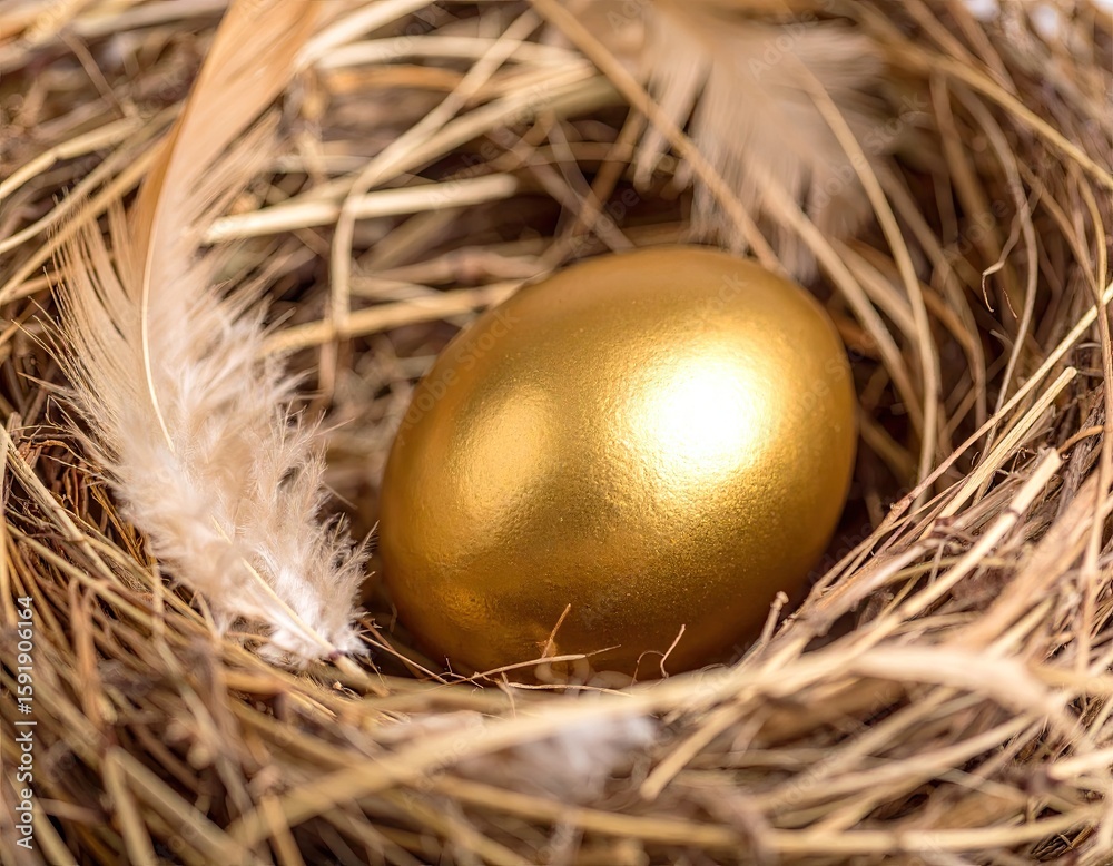 Golden egg nestled in a bird's nest Golden egg nestled in a bird's nest