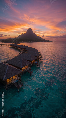 Luxury Overwater Bungalows with Tropical Island Views and Resort Style