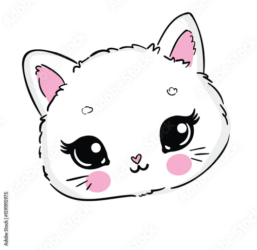 Hand Drawn cute cat sketch vector illustration, Kids Print design, children trend print on t-shirt
