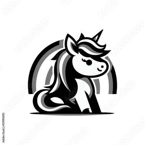  A unicorn foal with a rainbow mane