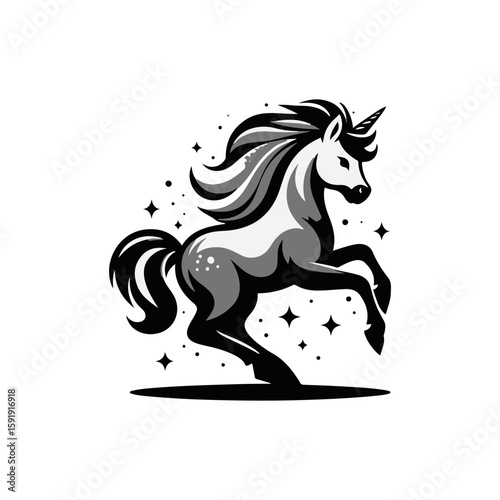  A unicorn foal with a rainbow mane