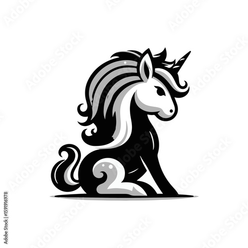  A unicorn foal with a rainbow mane