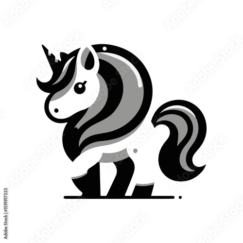  A unicorn foal with a rainbow mane