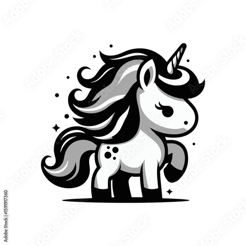  A unicorn foal with a rainbow mane