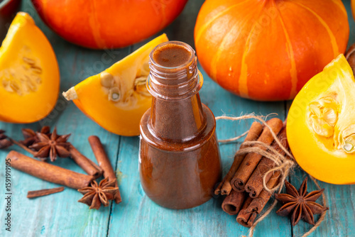 Fototapeta Naklejka Na Ścianę i Meble -  Homemade tasty sweet pumpkin spice syrup