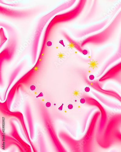Lively Textured Silk Design with Bright Pink, Teal, and Sunny Yellow Palette