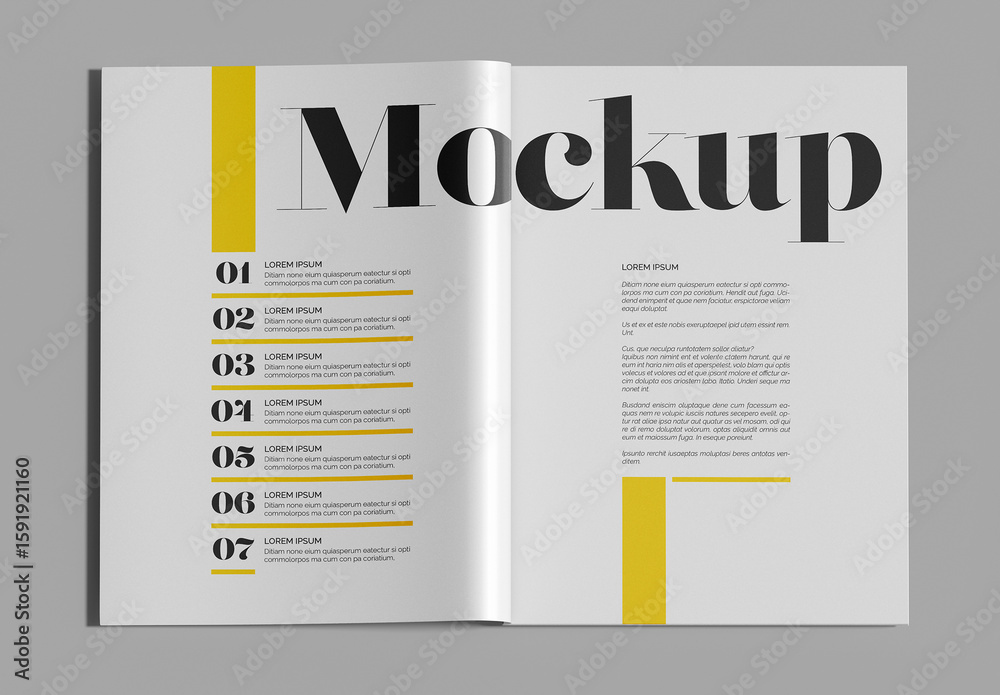 Flat Open Magazine Mockup Top View Stock Template | Adobe Stock