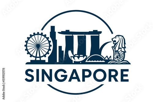 Singapore skyline with iconic landmarks and tropical design