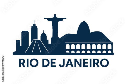 Rio de Janeiro skyline with Christ, Sugarloaf and colorful landmarks