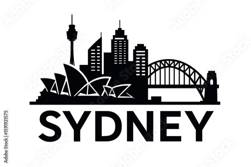 Sydney skyline with Opera House, Harbour Bridge and tower view