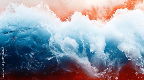 Ocean wave splashing, creating a colorful gradient effect