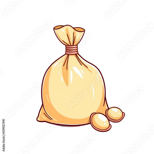 Yellow sack with eggs on a transparent background  
